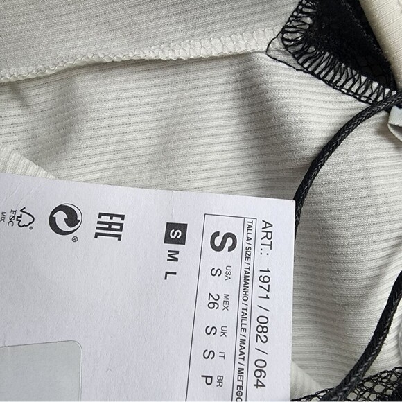 ZARA Trafaluc White Bodysuit with Black Lace Trim NWT Size Small - Picture 4 of 8